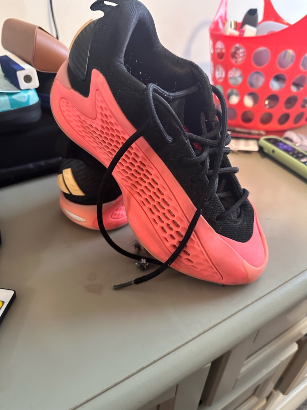 adidas Kids Black and Coral Pink Sneakers